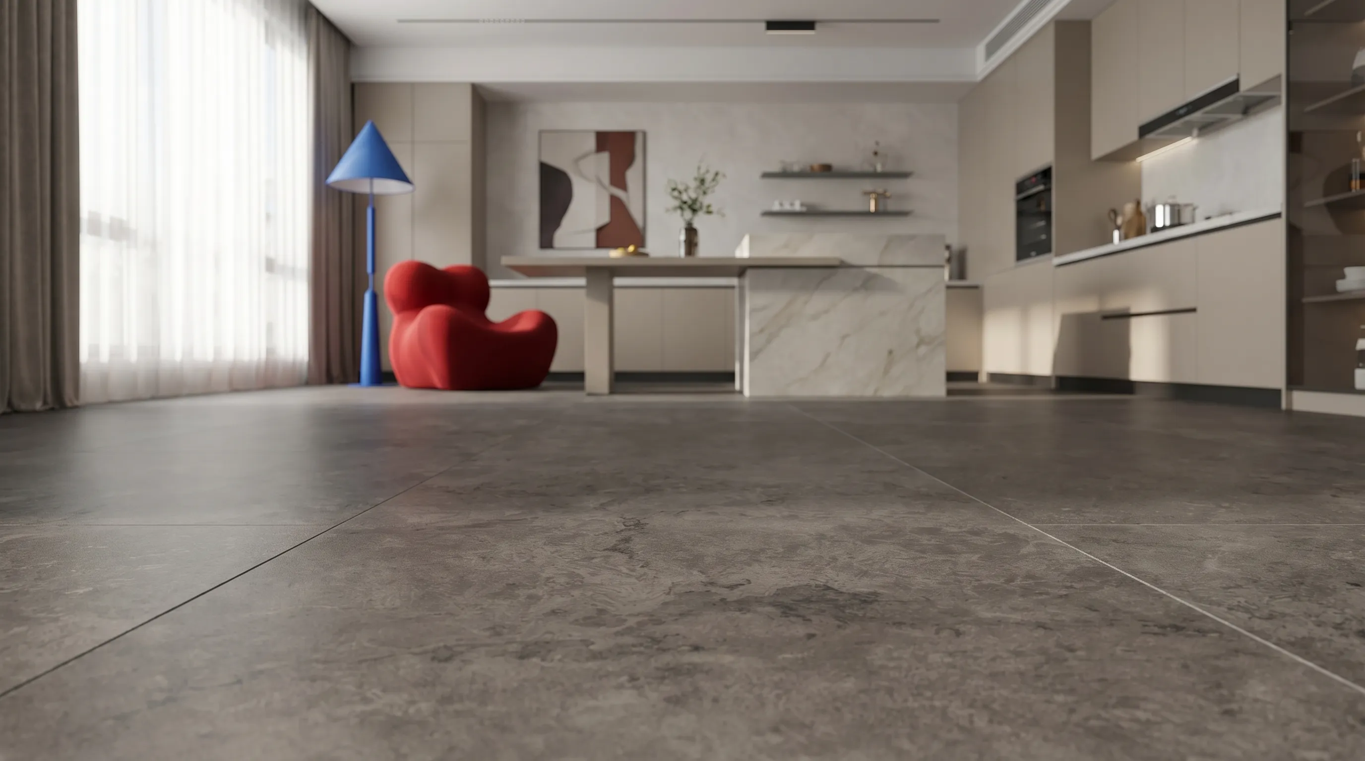 Элизиан Травертини Антрацит Натуральный 600X1200 — интерьер 1