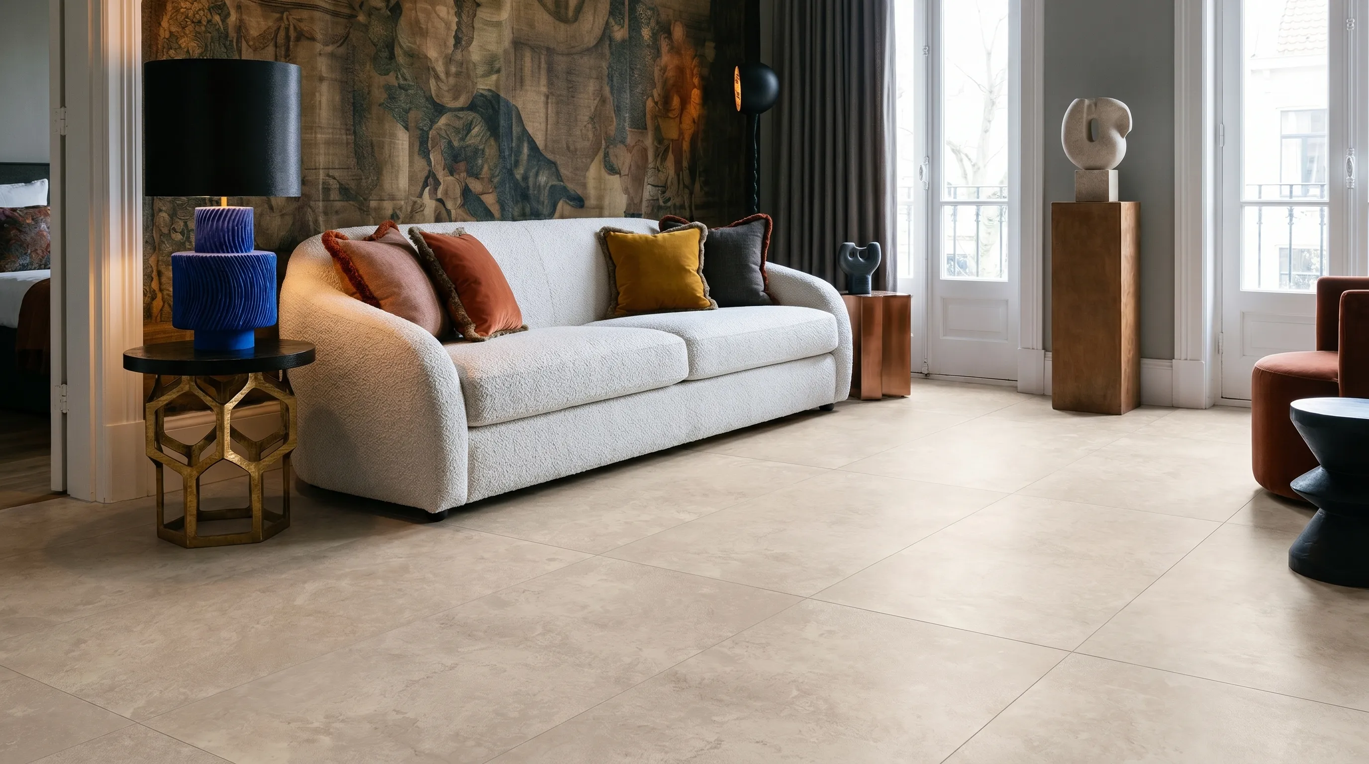 Элизиан Травертини Бежевый Сатинированный 600X1200 — интерьер 3