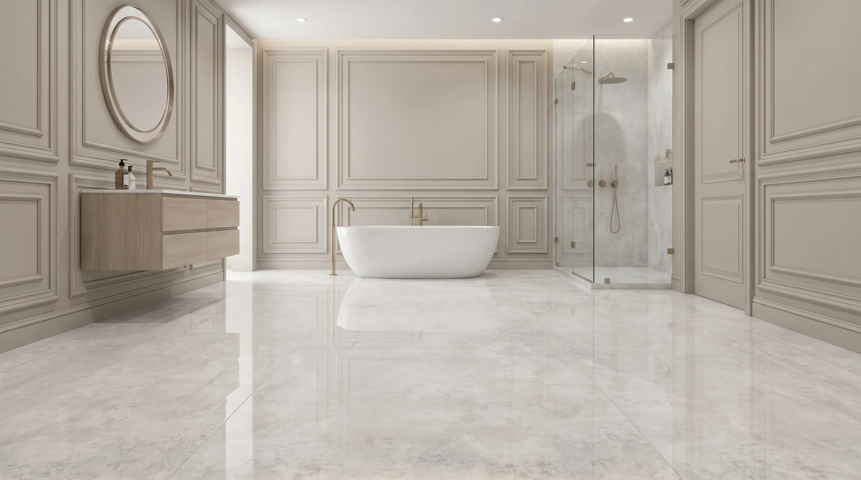 Элизиан Травертини Бланк Глянцевый 600X1200 — интерьер 5