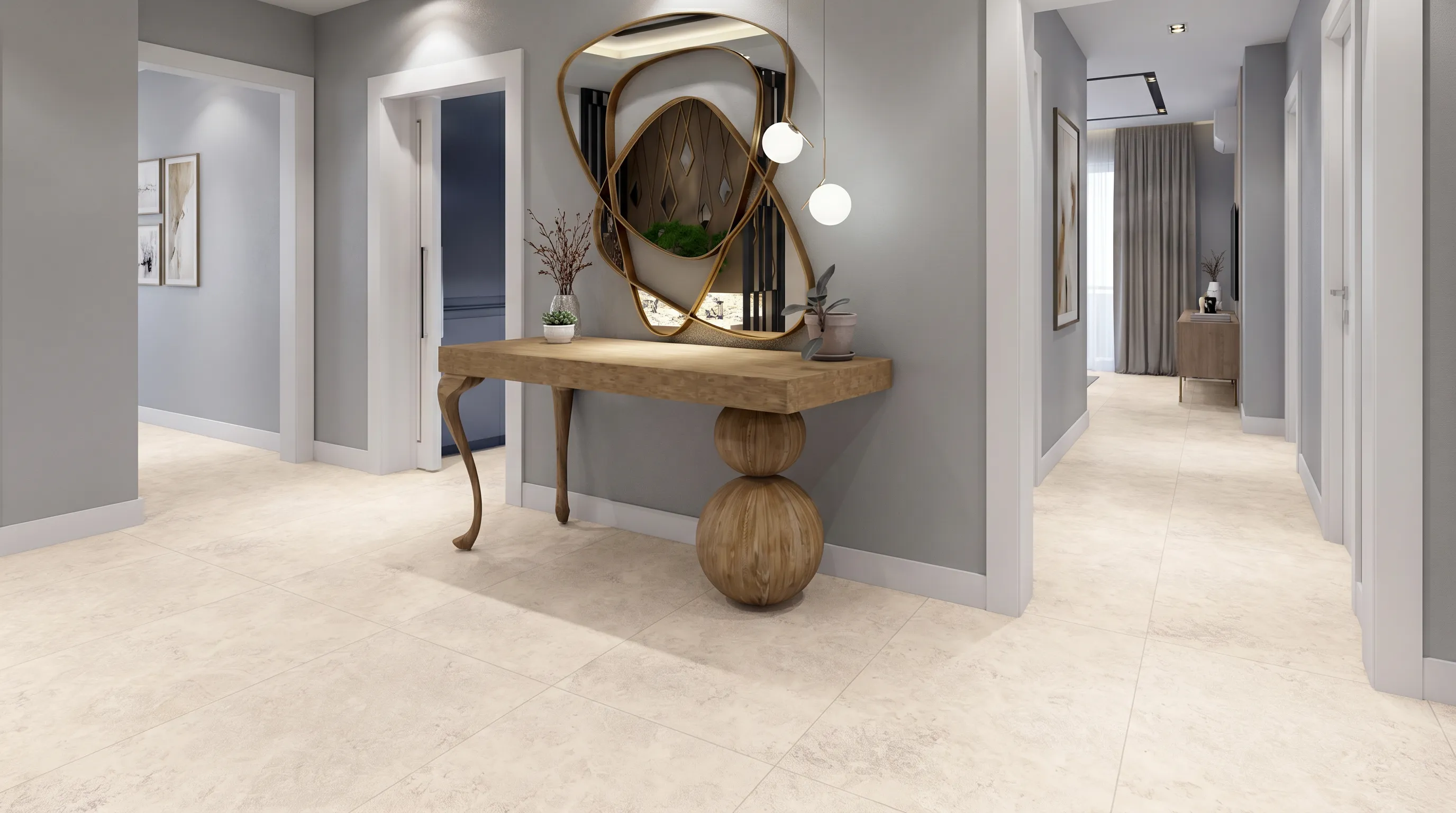 Элизиан Травертини Кремовый Натуральный 600X1200 — интерьер 2