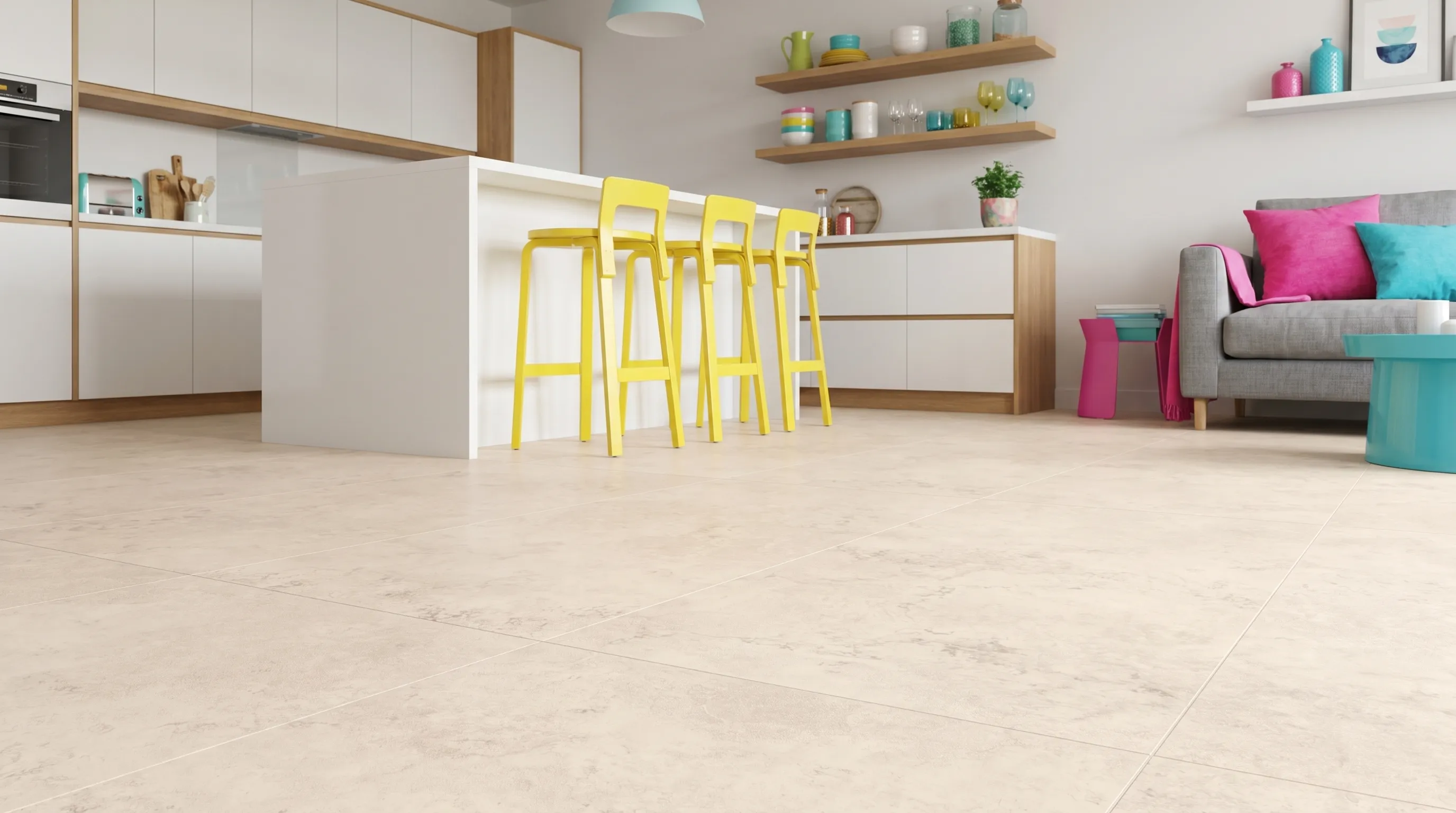 Элизиан Травертини Кремовый Сатинированный 600X1200 — интерьер 2