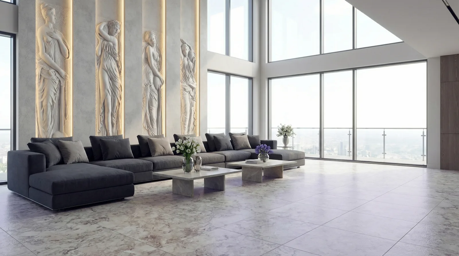 Млечный камень 3200мм*1600мм*12мм — интерьер 1